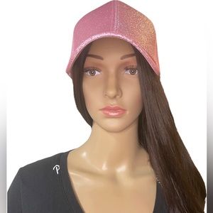 NWOT Pink Glitter Baseball Cap